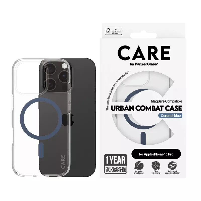 PanzerGlass CARE by Flagship Case Caurspīdīgs Urban Combat Blue MagSafe iPhone 16 Pro