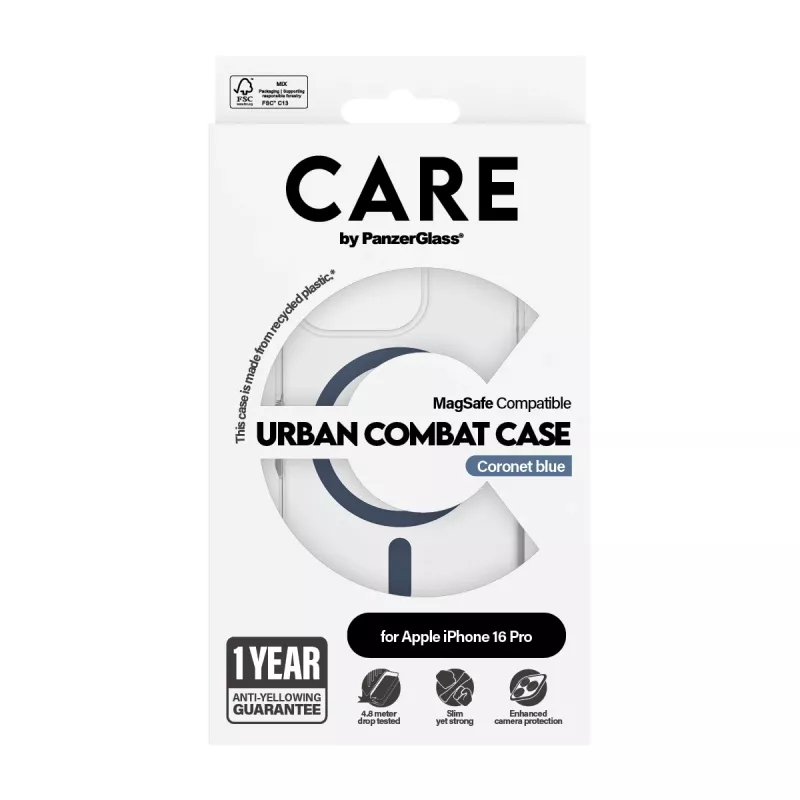PanzerGlass CARE by Flagship Case Caurspīdīgs Urban Combat Blue MagSafe iPhone 16 Pro