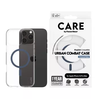 PanzerGlass CARE by Flagship Case Caurspīdīgs Urban Combat Blue MagSafe iPhone 16 Pro Max