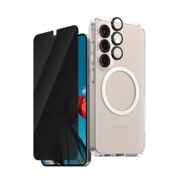 PanzerGlass® | CARE by® Flagship 3-in-1 Privātuma komplekts Samsung Galaxy S25