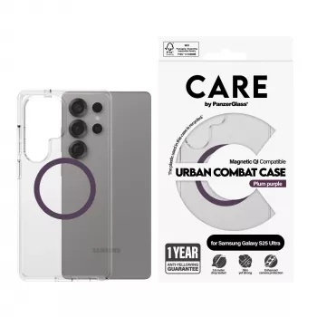PanzerGlass CARE™ by ® Urban Combat Maciņš Caurspīdīgs ar Plūmju Violetu Qi Savietojams Samsung Galaxy S25 Ultra