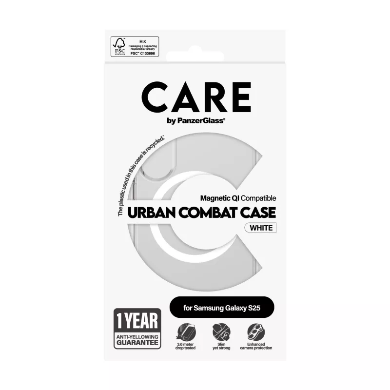 PanzerGlass CARE by Flagship Case Caurspīdīgais Urban Combat White Samsung Galaxy S25