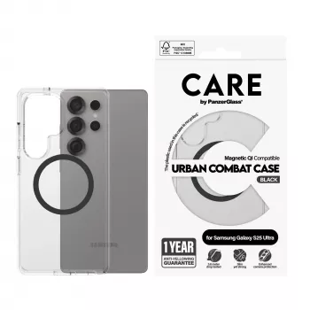 PanzerGlass CARE™ by ® Urban Combat Caurspīdīgs ar Melnu Qi Savietojams Samsung Galaxy S25 Ultra