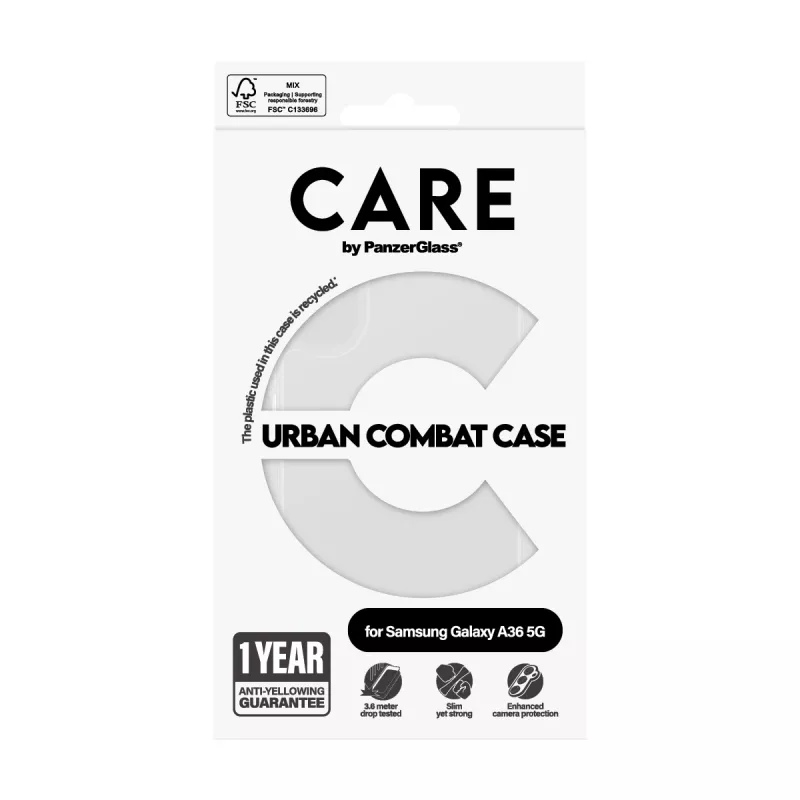 PanzerGlass CARE Flagship vāciņš ar caurspīdīgu rāmīti viedtālrunim Samsung Galaxy A36 5G, caurspīdīgs, CRRFUBCG38083