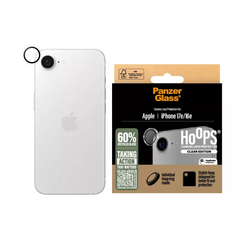 PanzerGlass® Hoops® Kameras lēcas aizsargs caurspīdīgs iPhone 17e | 16e