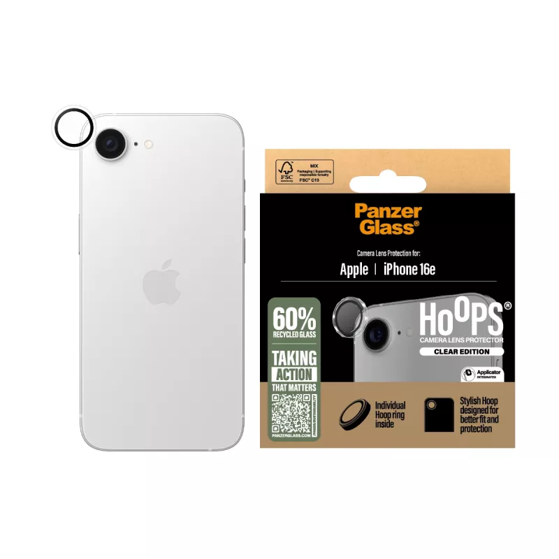 PanzerGlass® Hoops® Kameras lēcas aizsargs caurspīdīgs iPhone 17e | 16e