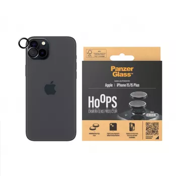 PanzerGlass® Hoops® Kameras lēcu aizsargs Melns iPhone 15 | 15 Plus