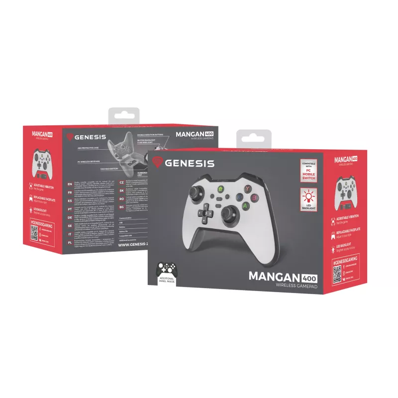 GENESIS Mangan 400 White Bluetooth spēļu kontrolieris Analogs / Digitāls Android, MAC, Nintendo Switch, PC, iOS
