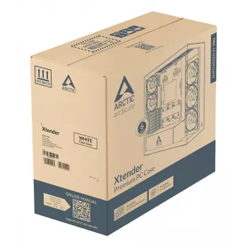 ARCTIC Xtender VG (Balts) E-ATX datora korpuss ar vertikālu GPU montāžu
