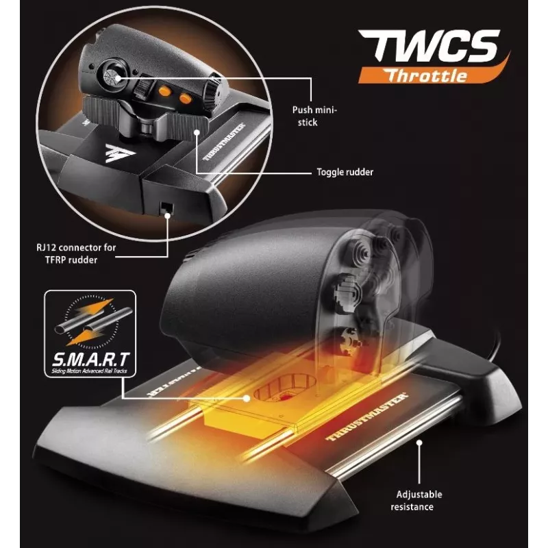 Thrustmaster T-16000M FCS Flight Pack melns USB sviras analogs / digitāls MAC, PC