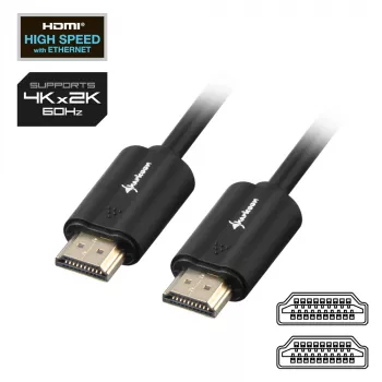SHARKOON High Speed HDMI kabelis - Ultra HD 4K vīriešu/vīriešu 2m