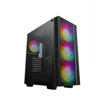 PC korpuss DeepCool MATREXX 55 MESH V4 C Midi Tower Melns — ATX, rūdīts stikls, priekšējais siets, USB-C