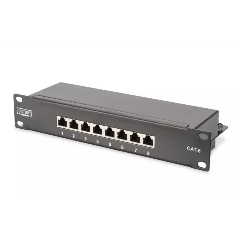 DIGITUS DN-10-SET-2-B 10 collu tīkla komplekts ar 9U skapi, plauktu, PDU, 8 portu slēdzi un CAT6 paneļa