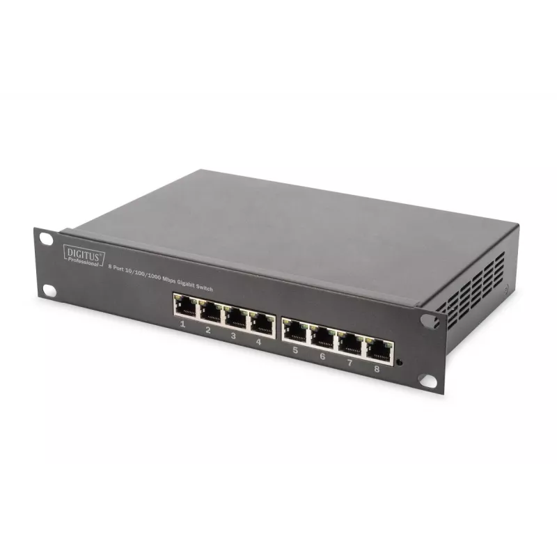 DIGITUS DN-10-SET-2-B 10 collu tīkla komplekts ar 9U skapi, plauktu, PDU, 8 portu slēdzi un CAT6 paneļa