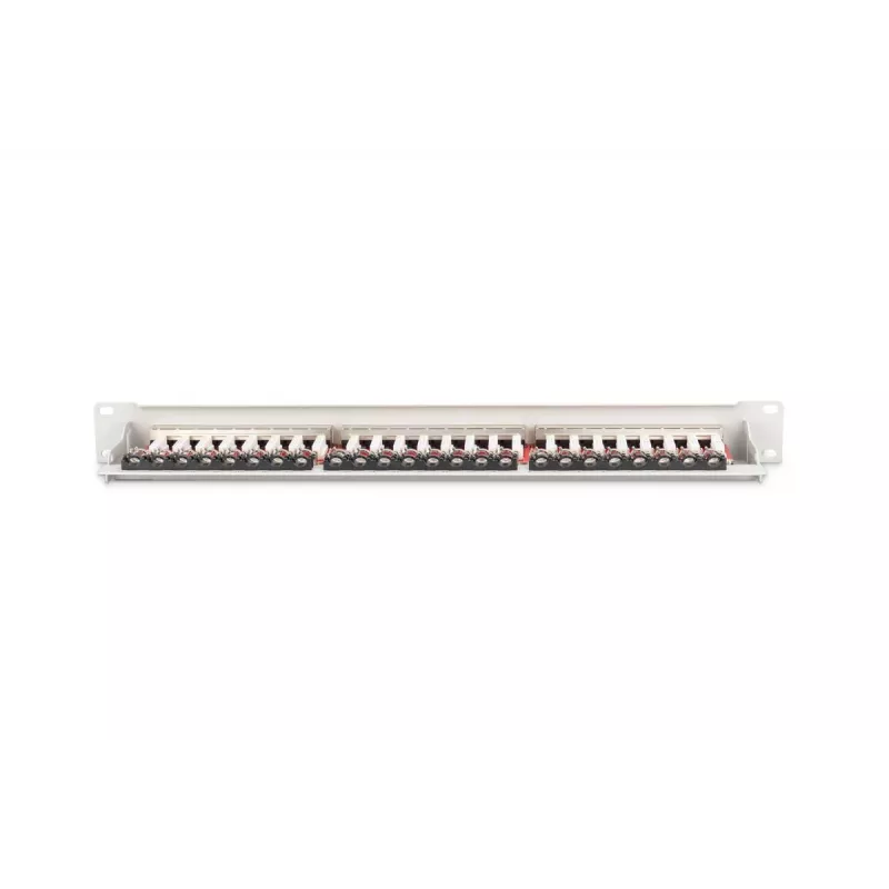 DIGITUS DN-91624S-EA 19 collu ekranēts patch panelis, CAT6A EA klase, 24 RJ45 porti, LSA, 1U, gaiši pelēks RAL 7035