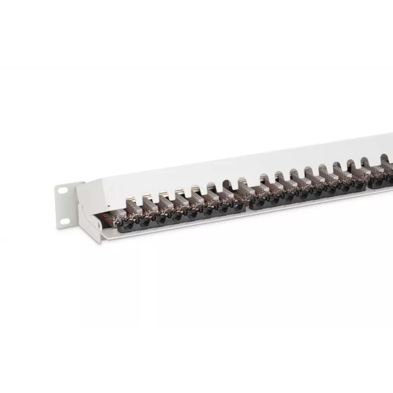 DIGITUS DN-91624S-EA 19 collu ekranēts patch panelis, CAT6A EA klase, 24 RJ45 porti, LSA, 1U, gaiši pelēks RAL 7035