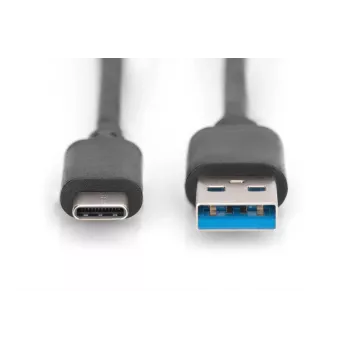 DIGITUS USB-C uz USB-A kabelis, 1m, SuperSpeed, melns
