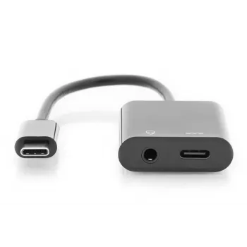 DIGITUS USB Type-C sadalītāja kabelis, type C - 3,5 mm + type C M/F/F, 20 cm, melns
