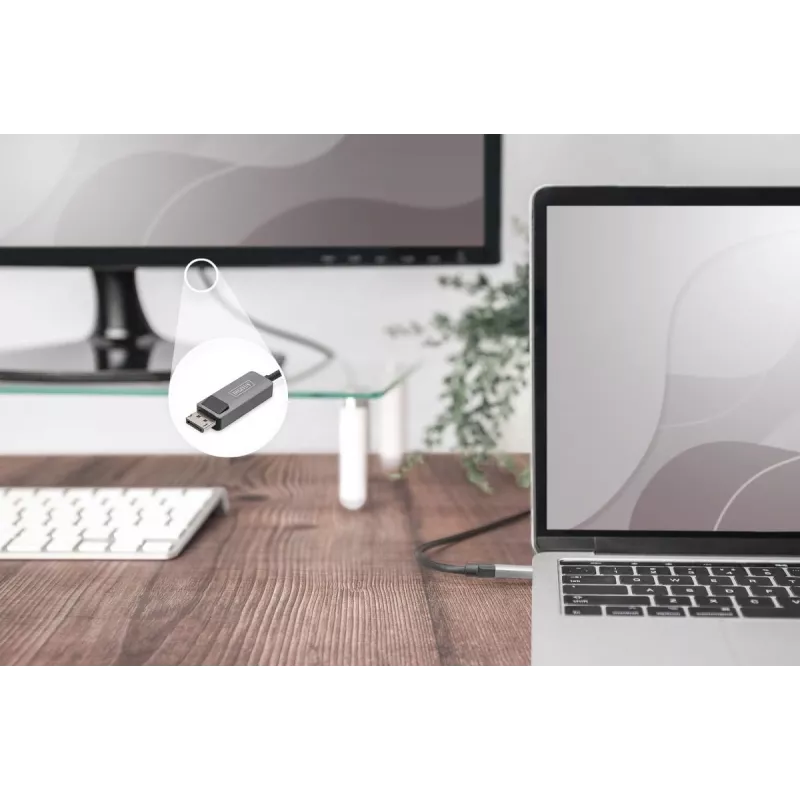 DIGITUS USB Type C uz DisplayPort adaptera kabelis 8K@30Hz HBR3 alumīnija korpuss melns 1m
