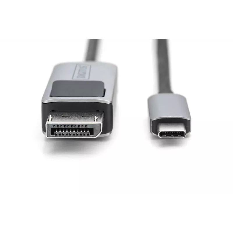 DIGITUS USB Type C uz DisplayPort adaptera kabelis 8K@30Hz HBR3 alumīnija korpuss melns 1m