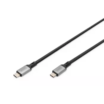 DIGITUS USB 4 savienojuma kabelis, Type-C uz Type-C, alumīnija korpuss, PP pinums, 8K@60Hz, PD 3.1, 40 Gbit/s, 1 m, melns