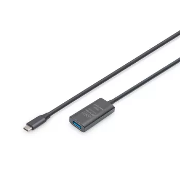 DIGITUS aktīvs USB-C pagarinātājkabelis - 5G USB 3.2 Gen1 USB-C - USB-A (vīriešu/sieviešu) - 5m
