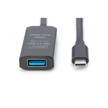 DIGITUS aktīvs USB-C pagarinātājkabelis - 5G USB 3.2 Gen1 USB-C - USB-A (vīriešu/sieviešu) - 5m