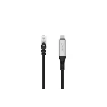DIGITUS USB-C 3.2 Gen1 - RJ45 Ethernet kabelis CAT6a S/FTP Melns 10m