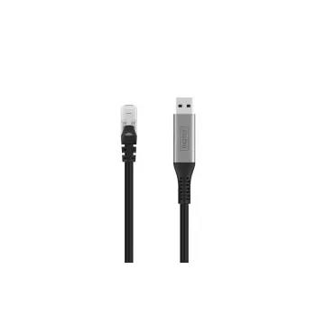 DIGITUS USB 3.2 Gen1 - RJ45 Ethernet kabelis CAT6a S/FTP Melns 10m