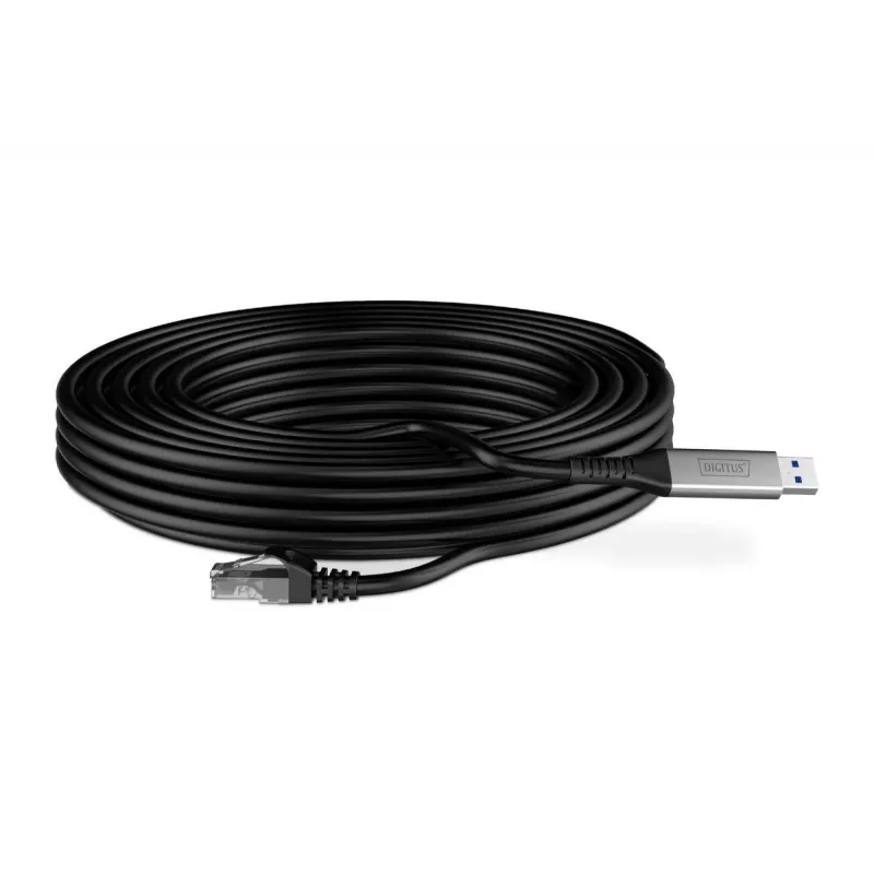 DIGITUS USB 3.2 Gen1 - RJ45 Ethernet kabelis CAT6a S/FTP Melns 10m