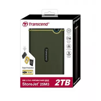 TRANSCEND Storejet 25m3 2TB SATA 2,5in USB 3.0 Militāri Zaļš