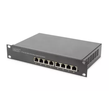DIGITUS 8 Portu Gigabit PoE Slēdzis 10 collu 8x10/100/1000Mbps RJ45 PoE 96W