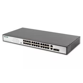 DIGITUS 24-portu Fast Ethernet PoE slēdzis 2G Combo TP/SFP 390W