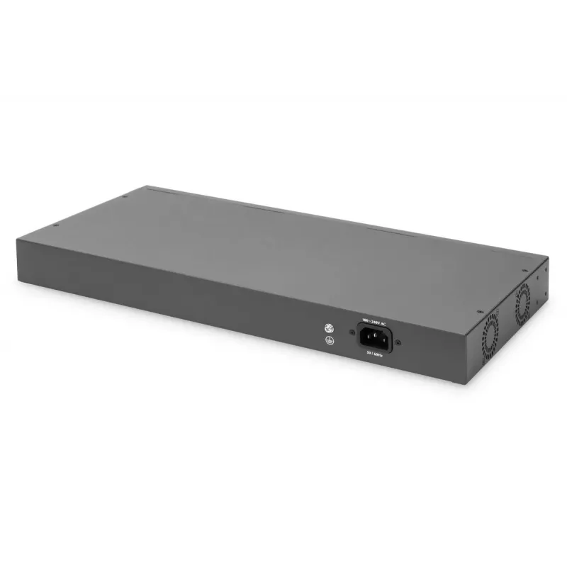 DIGITUS Fast Ethernet PoE slēdzis 16-portu PoE + 2 Combo, 250W PoE budžets
