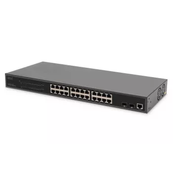 DIGITUS Gigabit Ethernet Slēdzis ar PoE Inžektoru 24 Porti L2 Pārvaldāms 2 SFP Augšupsaite