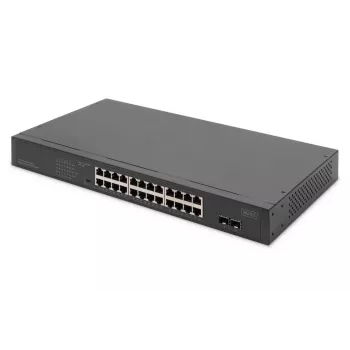 DIGITUS Nenospēlējams PoE slēdzis - 24 porti Gigabit + 2 porti Gigabit SFP