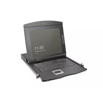 DIGITUS Modularizēta 43.2cm (19 inch) HD TFT konsole ar 1 porta VGA, RAL 9005 melna - GE tastatūra