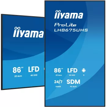 Digitālās signālaprādes displejs iiyama 86 collu 4K UHD LCD Android 24/7