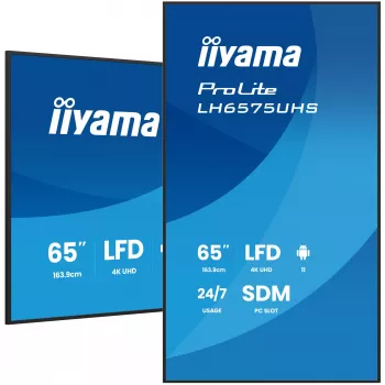 iiyama LH6575UHS-B2AG Signage Displejs 163,8 cm (64,5 inch) LCD Wi-Fi 500 cd/m² 4K Ultra HD Melns