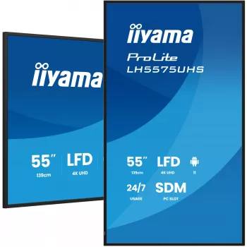 iiyama LH5575UHS-B2AG Signage Displejs 138.7 cm (54.6 inch) LCD 4K Ultra HD 500 cd/m² Melns Android 11 24/7