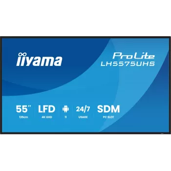 iiyama LH5575UHS-B2AG Signage Displejs 138.7 cm (54.6 inch) LCD 4K Ultra HD 500 cd/m² Melns Android 11 24/7