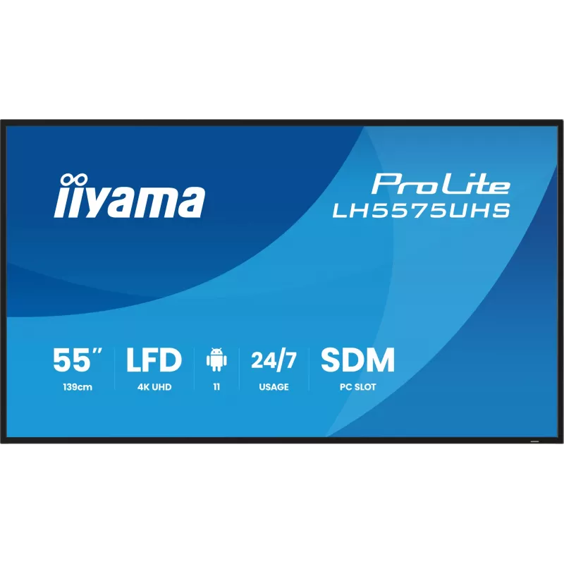 iiyama LH5575UHS-B2AG Signage Displejs 138.7 cm (54.6 inch) LCD 4K Ultra HD 500 cd/m² Melns Android 11 24/7