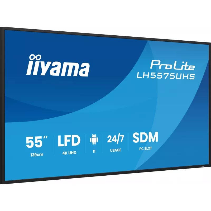 iiyama LH5575UHS-B2AG Signage Displejs 138.7 cm (54.6 inch) LCD 4K Ultra HD 500 cd/m² Melns Android 11 24/7