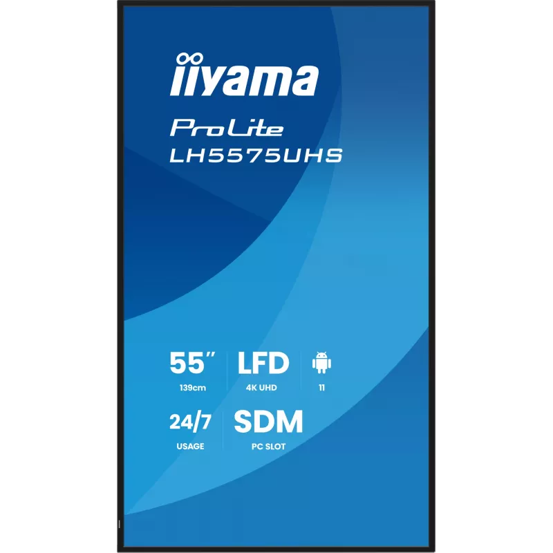 iiyama LH5575UHS-B2AG Signage Displejs 138.7 cm (54.6 inch) LCD 4K Ultra HD 500 cd/m² Melns Android 11 24/7