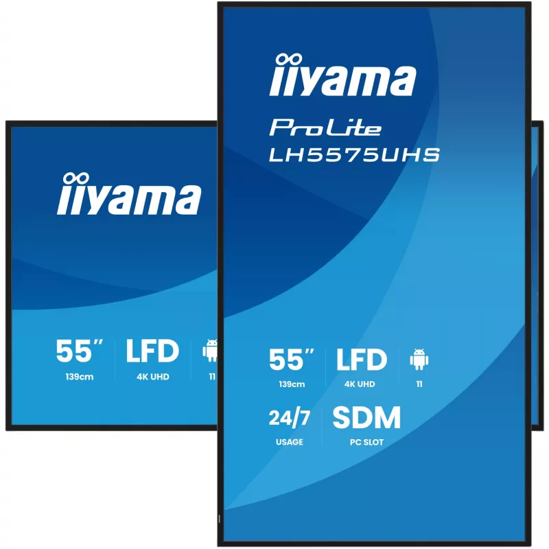 iiyama LH5575UHS-B2AG Signage Displejs 138.7 cm (54.6 inch) LCD 4K Ultra HD 500 cd/m² Melns Android 11 24/7