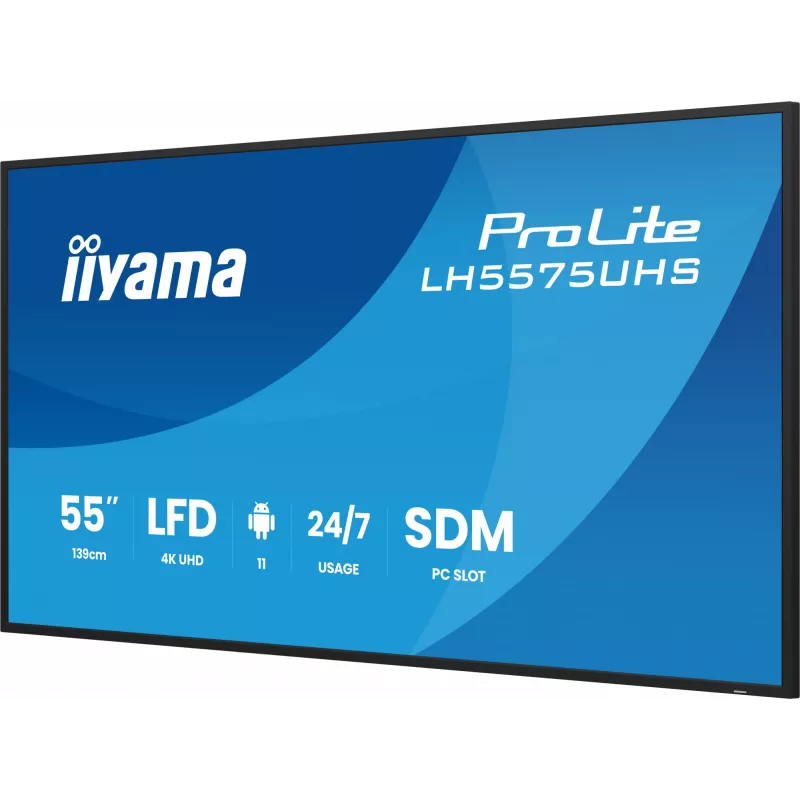 iiyama LH5575UHS-B2AG Signage Displejs 138.7 cm (54.6 inch) LCD 4K Ultra HD 500 cd/m² Melns Android 11 24/7