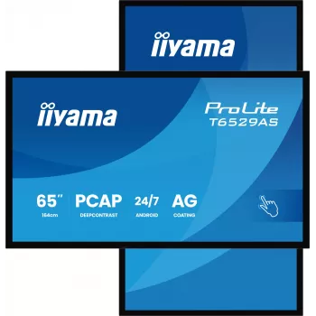 iiyama ProLite T6529AS-B1AG 65 inch PCAP skārienekrāna displejs ar Android OS, 4K Ultra HD, 420 cd/m², Wi-Fi, 24/7