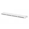 DIGITUS Patch panel CAT6A EA ekranēts, 24-portu RJ45 putekļu vāciņi, 8P8C, 0,5U, pelēks RAL 7035