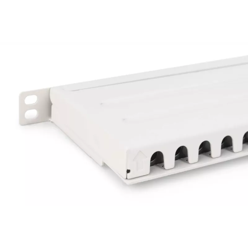 DIGITUS Patch panel CAT6A EA ekranēts, 24-portu RJ45 putekļu vāciņi, 8P8C, 0,5U, pelēks RAL 7035