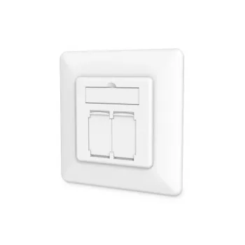 DIGITUS CAT6A Class EA tīkla ligzda, ekranēta, 2x RJ45, LSA, tīri balta, iegremdējamā montāža, 8 virzieni